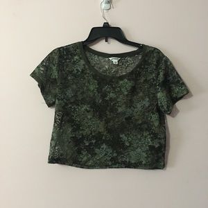 Map to Mars green lace crop top
